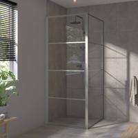 Saqu Devine industriële douchecabine met draaideur incl. antikalk 90x80x210 cm geborsteld grijs