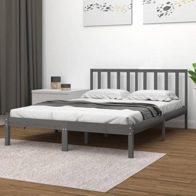 Bedframe massief grenenhout grijs 200x200 cm
