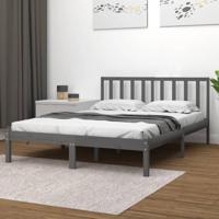 Bedframe massief grenenhout grijs 200x200 cm