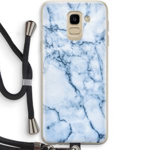 Blauw marmer: Samsung Galaxy J6 (2018) Transparant Hoesje met koord