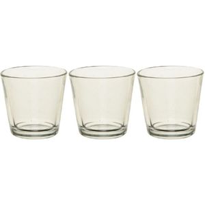 3x Theelichthouders/waxinelichthouders transparant 7 cm