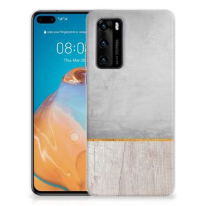 Huawei P40 Bumper Hoesje Wood Concrete