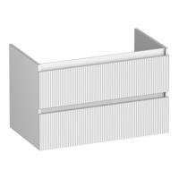 Brauer Joy Wavy - Onderkast - 80 cm - met 2 Softclose Lades Greeploos en 1 Sifon Uitsparing - Mat Wit