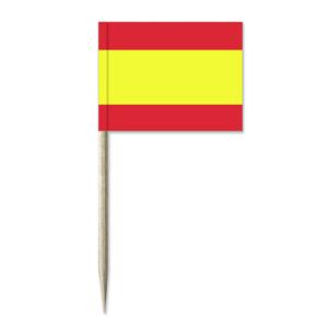 50x Cocktailprikkers Spanje 8 cm vlaggetje landen decoratie