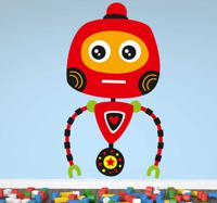 Sticker kinderkamer rode robot - thumbnail
