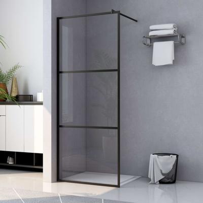 Inloopdouchewand transparant 80x195 cm ESG-glas zwart