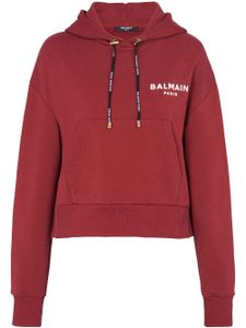 Balmain hoodie crop à logo floqué - Rouge