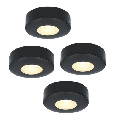 HOFTRONIC™ Set van 4 LED Opbouwspots Pavo zwart 3 Watt 2700K 300lm Ultra dun 23 mm