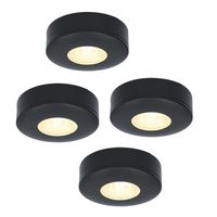 HOFTRONIC™ Set van 4 LED Opbouwspots Pavo zwart 3 Watt 2700K 300lm Ultra dun 23 mm