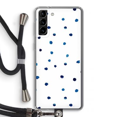 Blauwe stippen: Samsung Galaxy S21 Plus Transparant Hoesje met koord