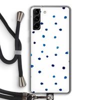 Blauwe stippen: Samsung Galaxy S21 Plus Transparant Hoesje met koord