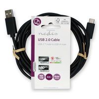 Nedis CCGL60600BK30 USB-kabel 3 m USB 2.0 USB A USB C Zwart - thumbnail