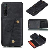 Voor OPPO Realme XT schokbestendige magnetische PU + TPU beschermhoes met kaartsleuven (zwart)