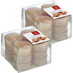 24x Geurtheelichtjes peperkoekjes/beige 4 branduren