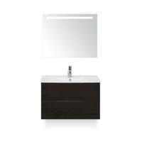 Seville Badmeubelset 80 cm - Black Oak Edge greep - Wastafel Enjoy - met Sence Spiegel