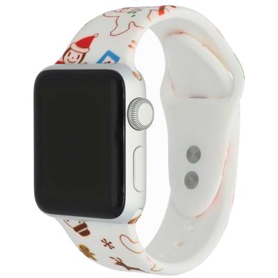 Apple Watch Print Sport Band - Kerst Sneeuwpop Wit - 44, 45, 46 & 49mm Apple Watch Print Sport Band - Kerst Sneeuwpop Wit - 44, 45, 46 & 49mm