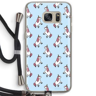 Eenhoorns overal: Samsung Galaxy S7 Transparant Hoesje met koord