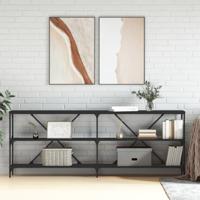 Wandtafel 200x30x75 cm bewerkt hout en ijzer zwart