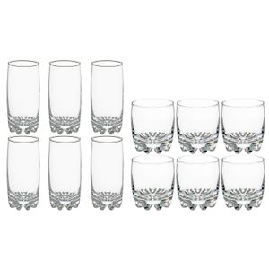 Set 12x stuks Tinn-serie water/drink glazen 310 en 380 ml van glas