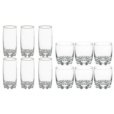 Set 12x stuks Tinn-serie water/drink glazen 310 en 380 ml van glas