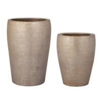 PTMD bloempot mialee aluminium champagnekleurig 52 cm set van 2