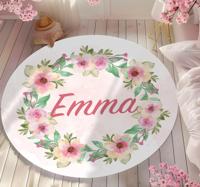 Kroon van bloemen Vinyl tapijt met naam