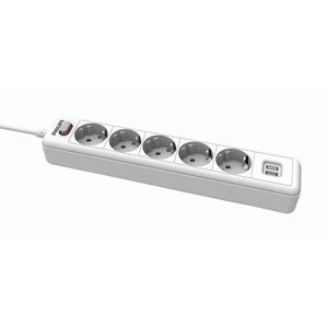 Philips 5-voudige Stekkerdoos - SPN3052WB/19 - 230V - Wit - met USB - Hoofdschakelaar