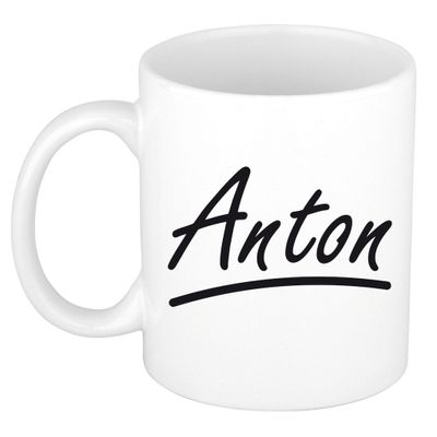 Naam cadeau mok / beker Anton met sierlijke letters 300 ml Naam cadeau mok / beker Anton met sierlijke letters 300 ml