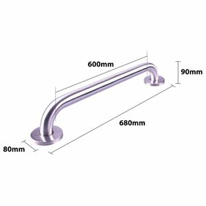Handgreep RVS met geborstelde afwerking | Lengte: 68 cm | Wandbeugels | Schroefmontage | Geschikt voor bad, douche en toilet