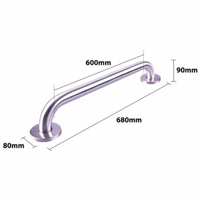Handgreep RVS met geborstelde afwerking | Lengte: 68 cm | Wandbeugels | Schroefmontage | Geschikt voor bad, douche en toilet