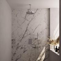 BRAUER Stripe Thermostatische Inbouw Regendouche - 3-weg - rechthoekig - SET 15 - 25cm douchekop - plafondarm - staaf handdouche - doucheslang - wandaansluitbocht - chroom 5-CE-393