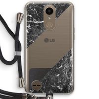 Zwart marmer: LG K10 (2017) Transparant Hoesje met koord
