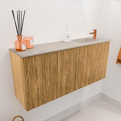 Toiletmeubel Mondiaz Joya Dlux | 90 cm | Meubelkleur Oak | Faye wastafel Opalo Wasbak Rechts | 1 kraangat