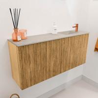 Toiletmeubel Mondiaz Joya Dlux | 90 cm | Meubelkleur Oak | Faye wastafel Opalo Wasbak Rechts | 1 kraangat