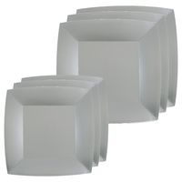 Feest/verjaardag bordjes set - 20x stuks - zilver - 18 cm en 23 cm