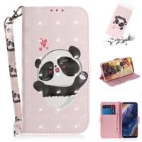 3D gekleurde tekening hart Panda patroon horizontale Flip lederen case voor Nokia 9 met houder & card slots & portemonnee 3D gekleurde tekening hart Panda patroon horizontale Flip lederen case voor Nokia 9 met houder & card slots & portemonnee