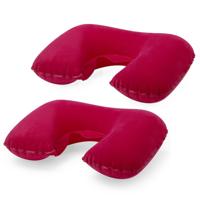 Nekkussen - 2x - Opblaasbaar - Rood - 43 x 26,5 cm - Auto, Trein of Vliegtuig - Reiskussen