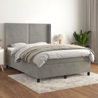 Boxspring met matras fluweel lichtgrijs 140x190 cm