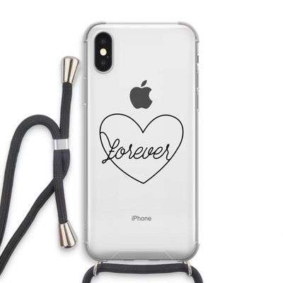 Forever heart black: iPhone X Transparant Hoesje met koord
