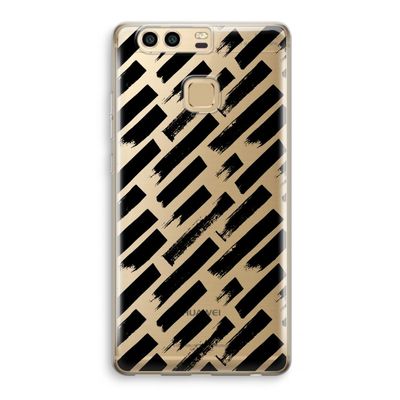 Zwarte vegen: Huawei P9 Transparant Hoesje