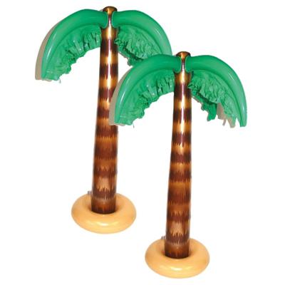 Opblaasbare kleine palmboom - 2x stuks - 90 cm - Tropische Hawaii thema - decoraties/versieringen