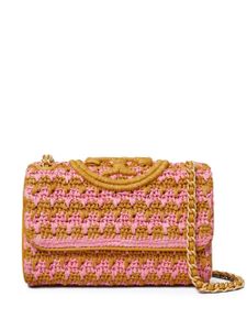 Tory Burch petit sac porté épaule Fleming Soft en crochet - Rose