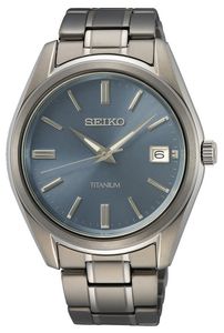 Seiko SUR371P1 Horloge titanium zilverkleurig-blauw 40,2 mm