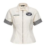 Queen Kerosin Racing Blouse Checkered White & Black -M