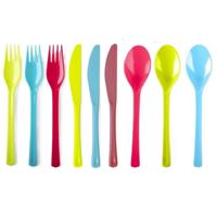 Bestek set - 30 personen - herbruikbaar - kunststof - 19 cm - vork/mes/lepel