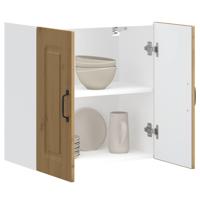 Keukenwandkast Kalmar bewerkt hout artisanaal eikenkleur