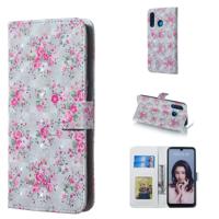 Rose patroon 3D horizontale Flip lederen case voor Huawei P30 lite met houder & kaartsleuven & foto frame & portemonnee