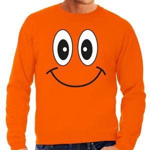 Koningsdag sweater voor heren - Smile Emoticon - oranje - feestkleding