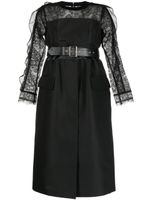 sacai robe mi-longue à taille ceinturée - Noir