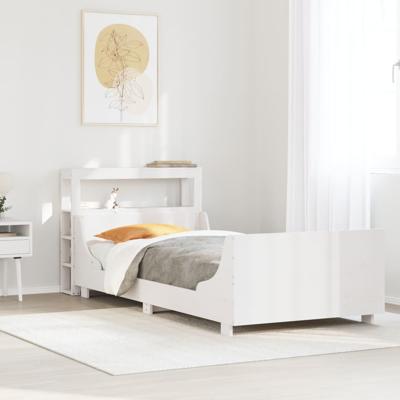 Bedframe zonder matras massief grenenhout wit 75x190 cm